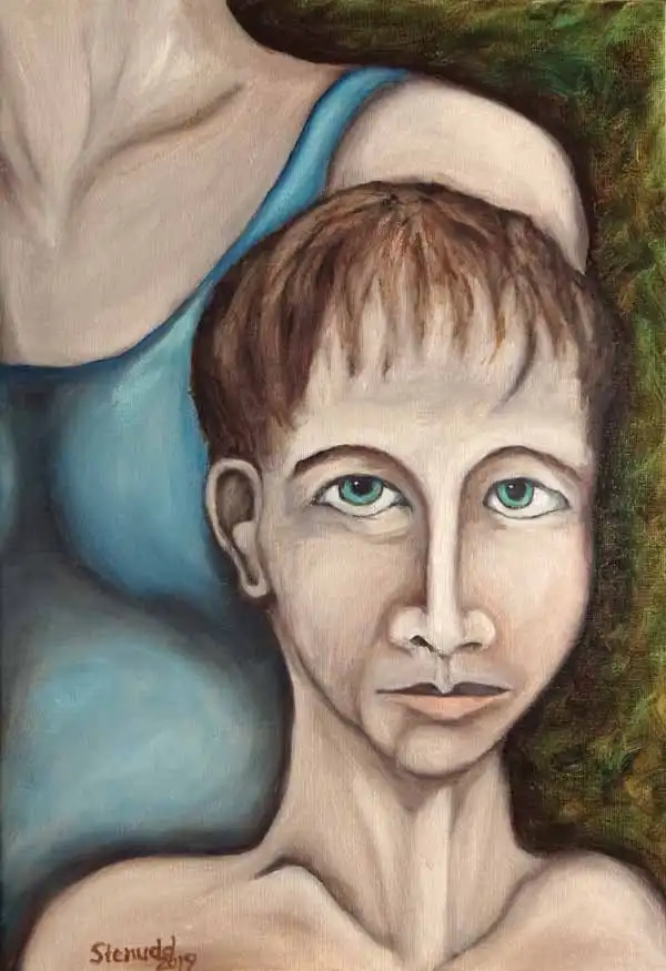 Boy. Oil painting by Stefan Stenudd, 2019.